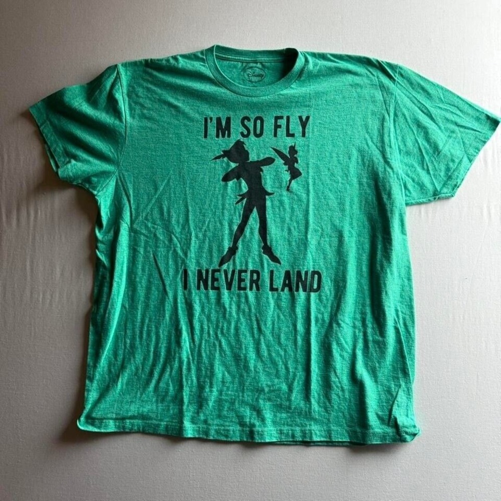 Disney Peter Pan Im So Fly I Never Land Green‎ Heather Graphic T-Shirt 2XL Mens
